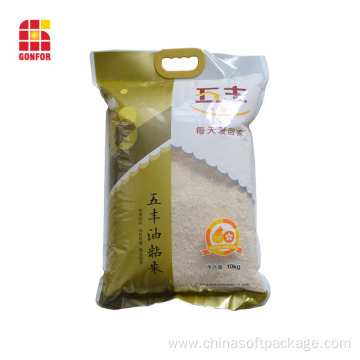 Custom Printed Food Packaging 10kg Rice Bag With Handle